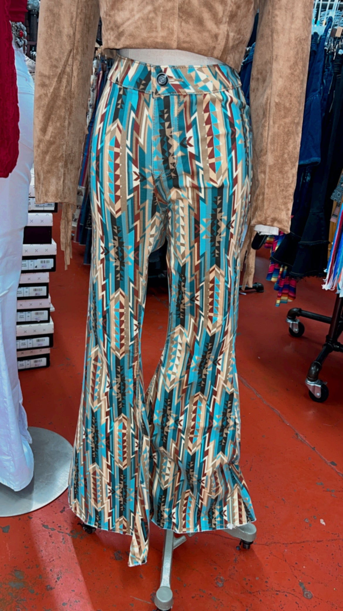 Ladies Aztec Print Flare Pants