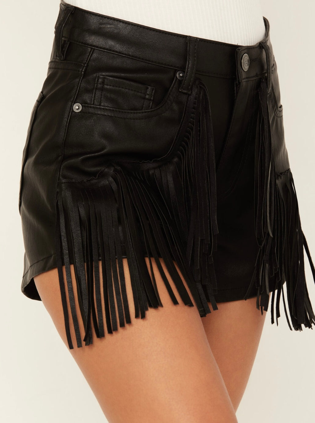 ROCK&ROLL WOMENS BLACK FRINGE SHORTS