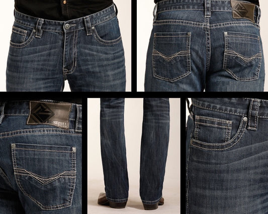 ROCK&ROLL: ReFlex Revolver Straight - Dark Vintage Wash M1R3482 BLUE LABEL